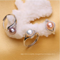 925 Silver Pearl Rings Fashion Pearl Ring Designs 9-10mm AAA Button Pearl Ring Jewelry